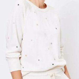 Lou & Grey Embroidered Star Terry Sweatshirt White